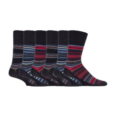 6 Pack Men's Non Elastic Stripe Patterned Cotton Socks