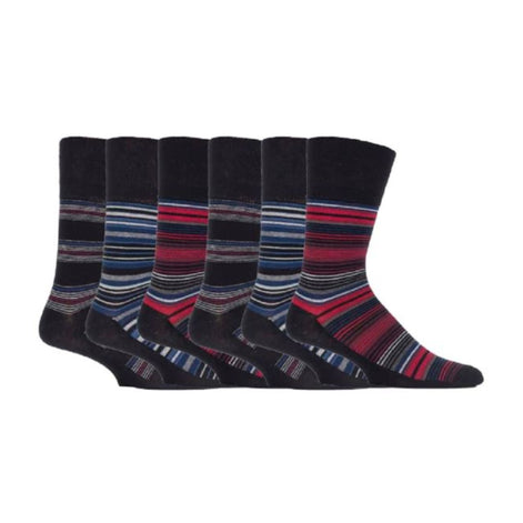 6 Pack Men's Non Elastic Stripe Patterned Cotton Socks