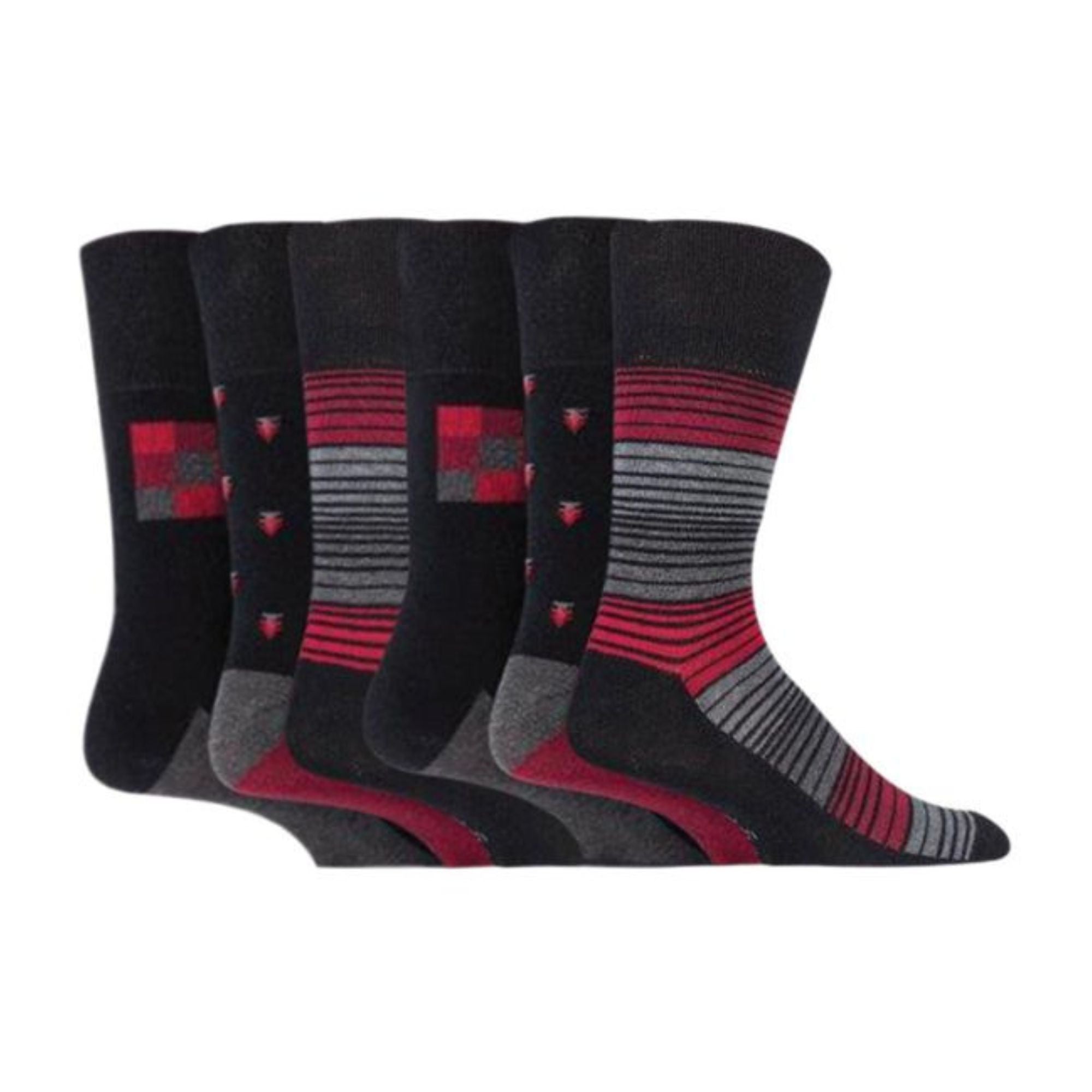 6 Pack Men's Non Elastic Assorted Styles Cotton Socks