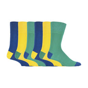 6 Pack Men's Bright Coloured Non Elastic Cotton Socks