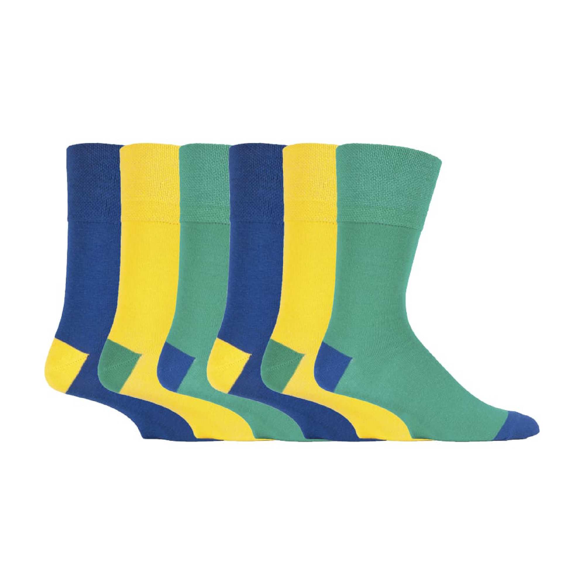 6 Pack Men's Bright Coloured Non Elastic Cotton Socks