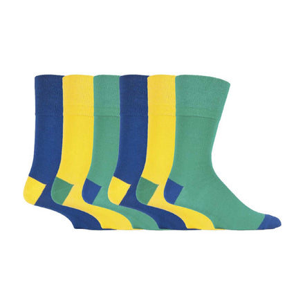 6 Pack Men's Bright Coloured Non Elastic Cotton Socks