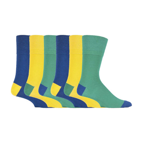 6 Pack Men's Bright Coloured Non Elastic Cotton Socks