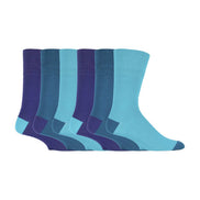 6 Pack Men's Bright Coloured Non Elastic Cotton Socks