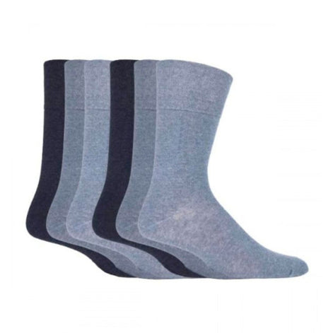 6 Pack Men's Loose Top Plain Coloured Cotton Socks