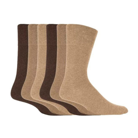 6 Pack Men's Loose Top Plain Coloured Cotton Socks