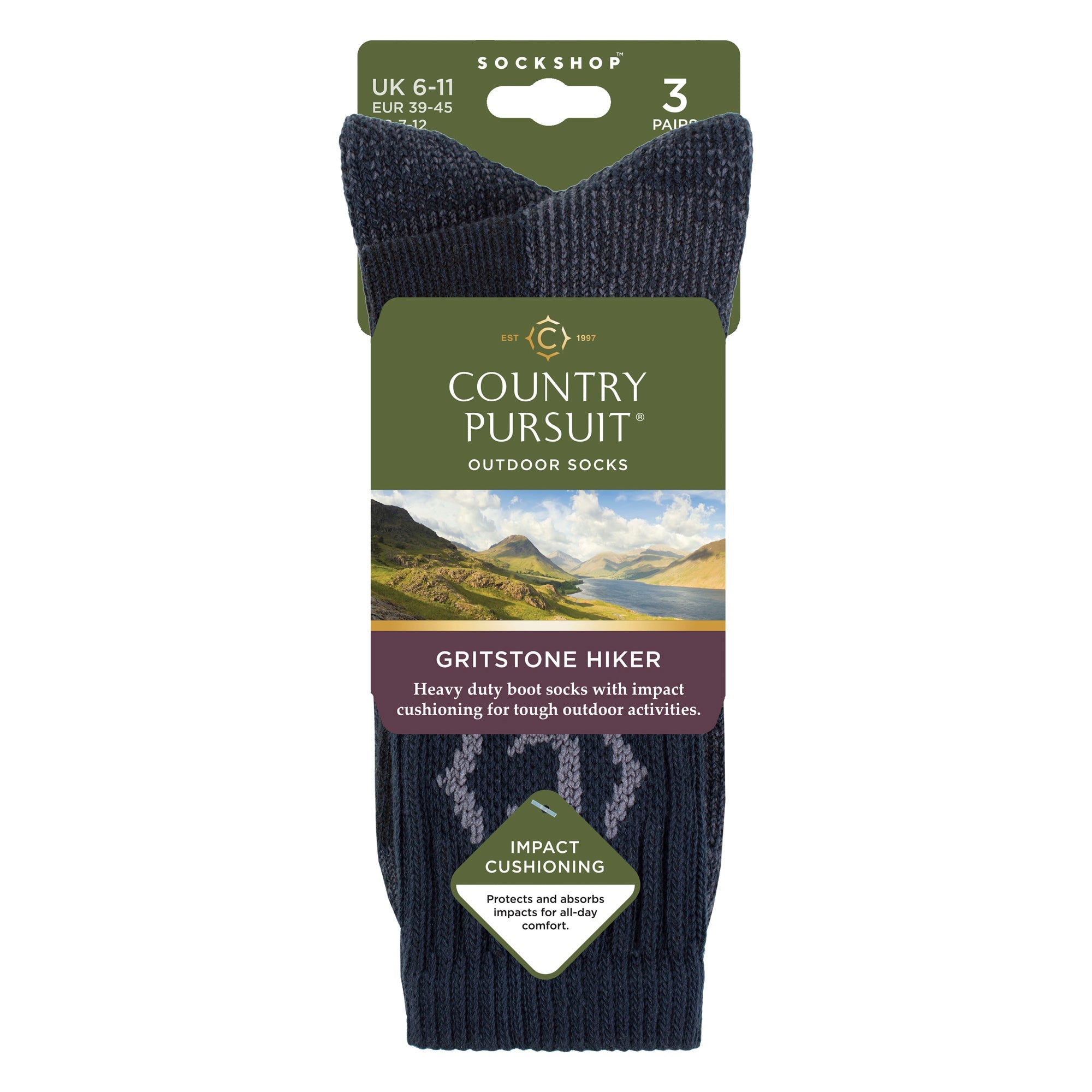 Mens Heavy Duty Durable Cushioned Hiking Socks with Reinforced Heel & Toe