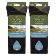 6 Pairs Mens Water Repellent Midweight Outdoor Socks for Hiking & Walking