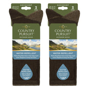 6 Pairs Mens Water Repellent Midweight Outdoor Socks for Hiking & Walking