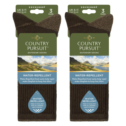6 Pairs Mens Water Repellent Midweight Outdoor Socks for Hiking & Walking
