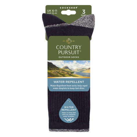 3 Pairs Mens Water Repellent Midweight Outdoor Socks for Hiking & Walking