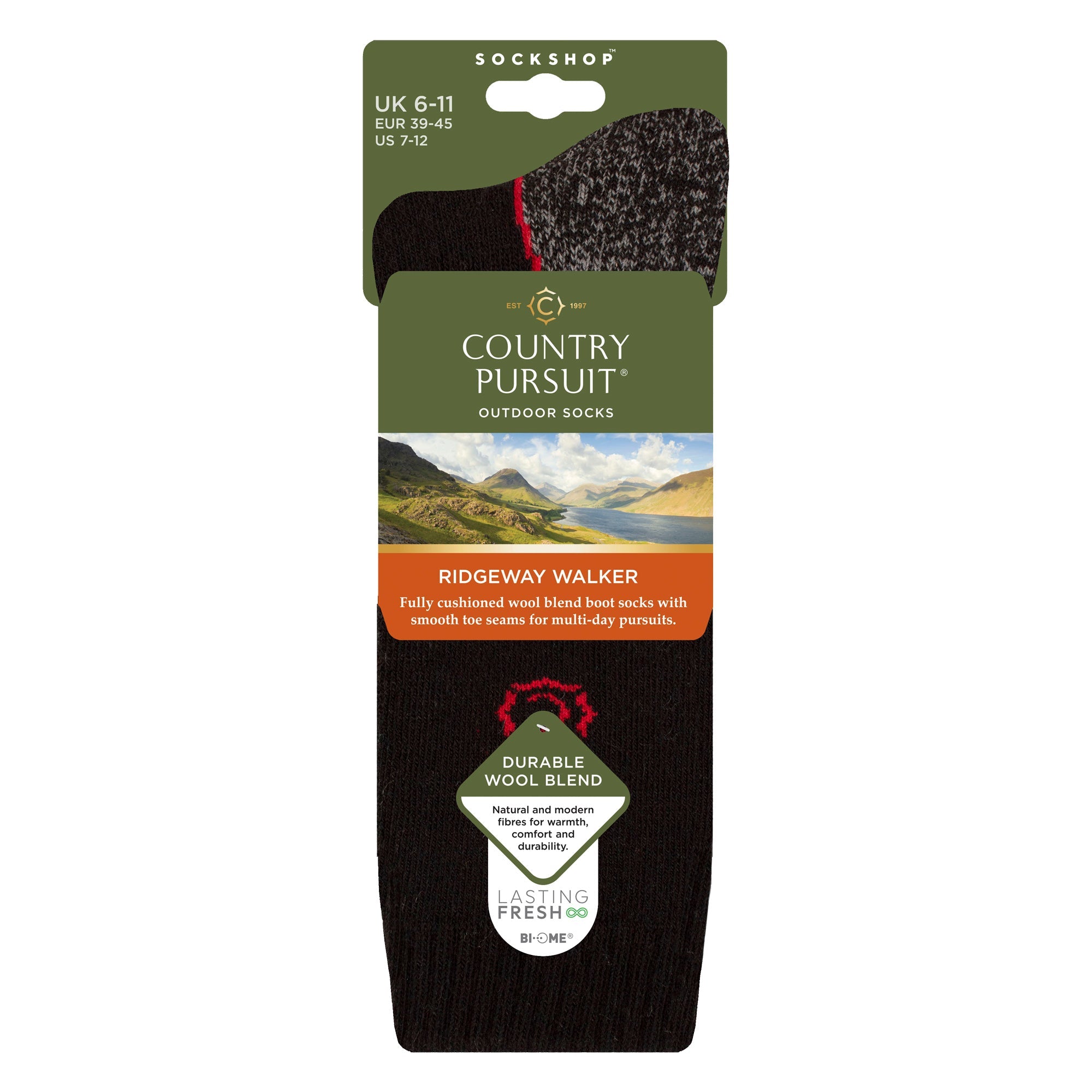 Mens Wool Blend Cushioned Walker Socks for Hiking & Outdoor Comfort