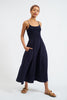 Soumia Jersey Bodice And Recycled Cotton Skirt Midaxi Dress - Navy