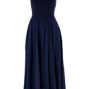 Soumia Jersey Bodice And Recycled Cotton Skirt Midaxi Dress - Navy