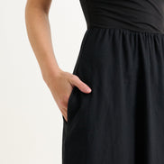 Soumia Jersey Bodice And Recycled Cotton Skirt Midaxi Dress - Black