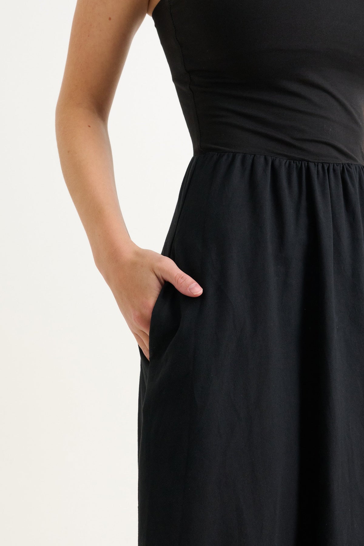 Soumia Jersey Bodice And Recycled Cotton Skirt Midaxi Dress - Black