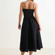 Soumia Jersey Bodice And Recycled Cotton Skirt Midaxi Dress - Black