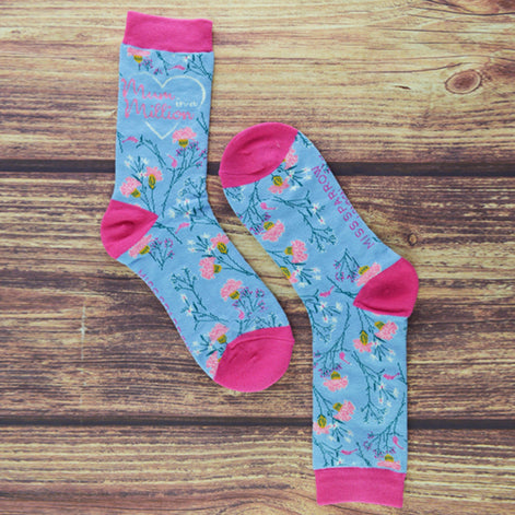 1 Pack Ladies Novelty Mum in a Million Bamboo Socks