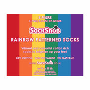3 Pack Men's & Ladies Bright Patterned Striped Cotton Rainbow Socks