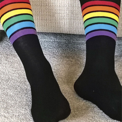 3 Pack Men's & Ladies Bright Patterned Striped Cotton Rainbow Socks