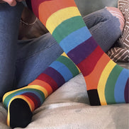 3 Pack Men's & Ladies Bright Patterned Striped Cotton Rainbow Socks