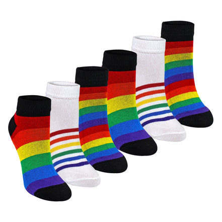 Mens Ladies Rainbow Trainer Cotton Socks Bright Colourful Striped Socks