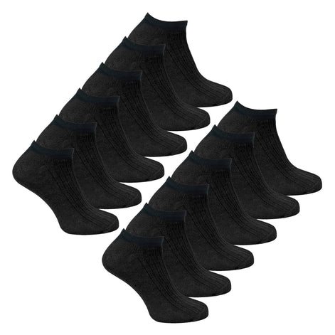 12 Pack Womens 100% Cotton Trainer Socks