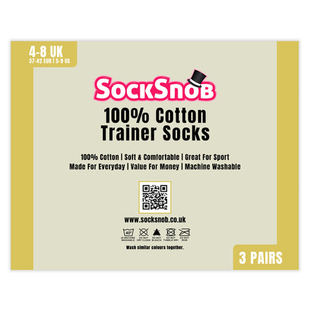3 Pack Womens 100% Cotton Trainer Socks