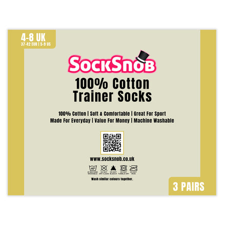 3 Pack Womens 100% Cotton Trainer Socks