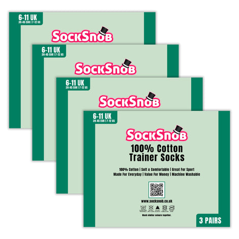 12 Pack Mens 100% Cotton Trainer Socks