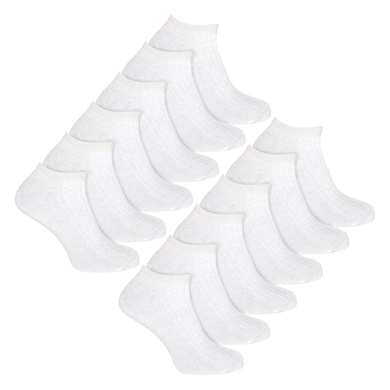 12 Pack Mens 100% Cotton Trainer Socks