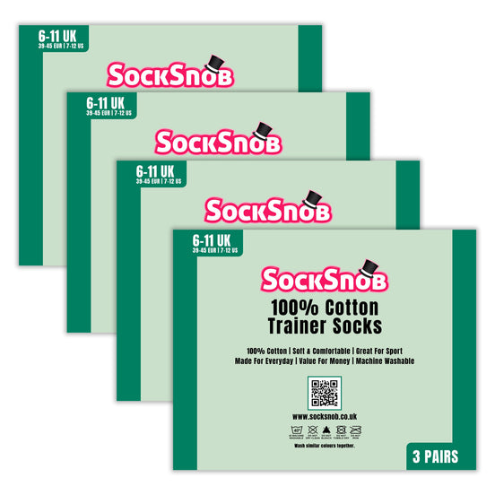 12 Pack Mens 100% Cotton Trainer Socks