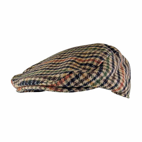 Mens Houndstooth Plaid Wool Blend Newsboy Flat Cap