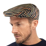 Mens Houndstooth Plaid Wool Blend Newsboy Flat Cap
