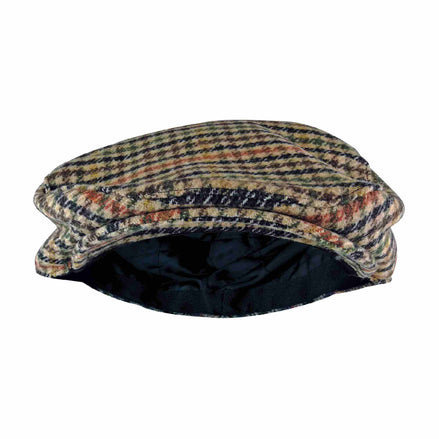 Mens Houndstooth Plaid Wool Blend Newsboy Flat Cap