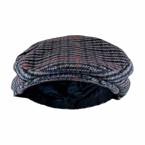 Mens Houndstooth Plaid Wool Blend Newsboy Flat Cap