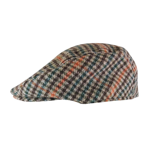 Mens Houndstooth Plaid Wool Blend Newsboy Flat Cap
