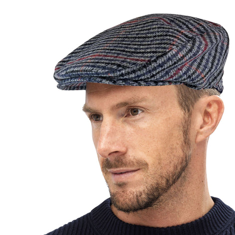 Mens Traditional Tweed Design Checked Flat Cap