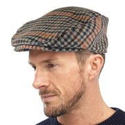 Mens Traditional Tweed Design Checked Flat Cap