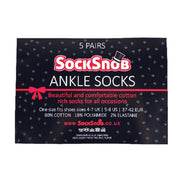 5 Pack Ladies Patterned Sole Cotton Rich Socks with Heart & Bow