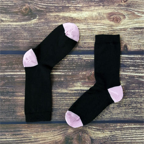5 Pack Ladies Soft Top Cotton Rich Socks with Coloured Heel & Toe