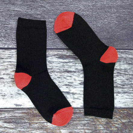 5 Pack Ladies Soft Top Cotton Rich Socks with Coloured Heel & Toe
