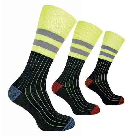Mens Heavy Duty Cotton Hi Viz Work Socks (Multipack Options)