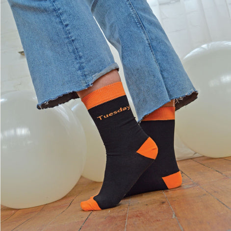 7 Pack Ladies Days Of The Week Socks | Black Novelty Dress Socks