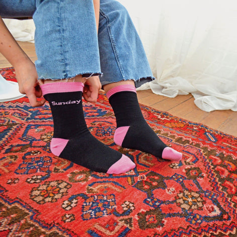 7 Pack Ladies Days Of The Week Socks | Black Novelty Dress Socks