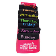 7 Pack Ladies Days Of The Week Socks | Black Novelty Dress Socks