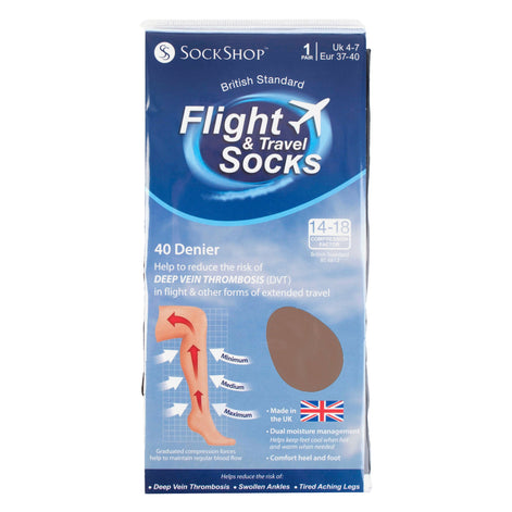 1 Pack Ladies 18 Mmhg Graduated Compression Travel Flight Socks for DVT