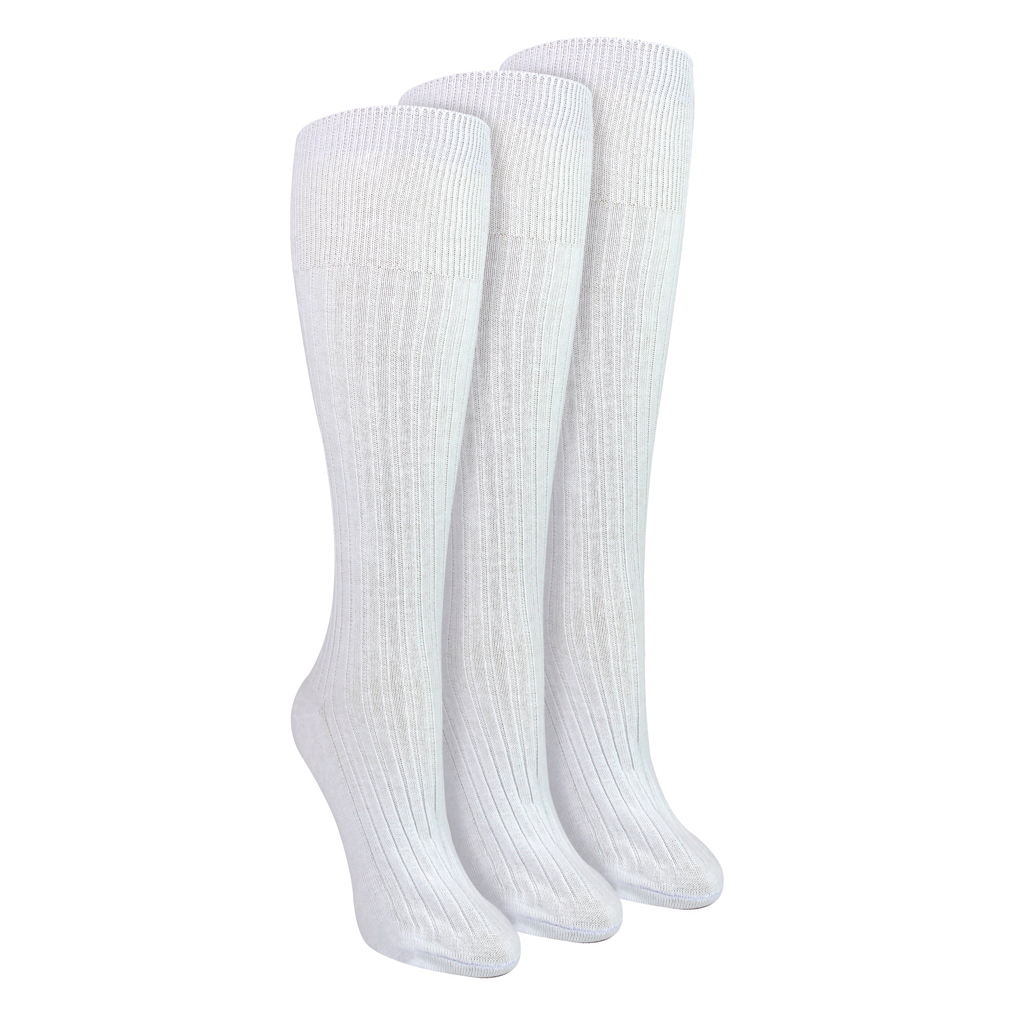Ladies 3 Pack Knee High 100% Cotton Soft Breathable Socks