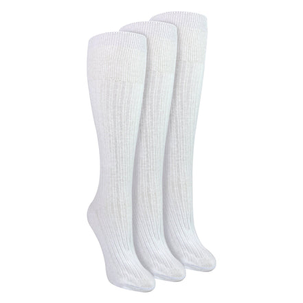 Ladies 3 Pack Knee High 100% Cotton Soft Breathable Socks