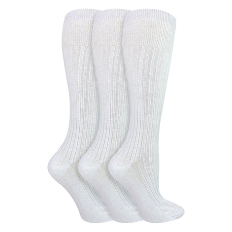 Ladies 3 Pack Knee High 100% Cotton Soft Breathable Socks